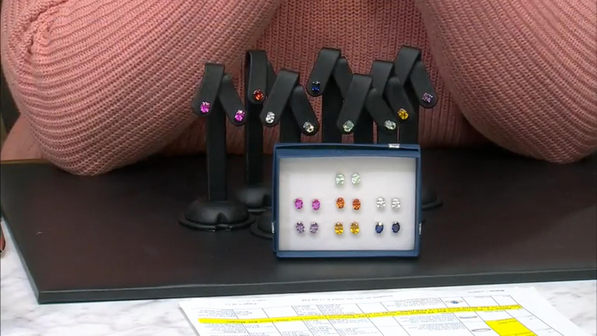 Multi-Color Lab Created Sapphire Rhodium Over Sterling Silver Earrings with Box Set 11.64ctw Video Thumbnail