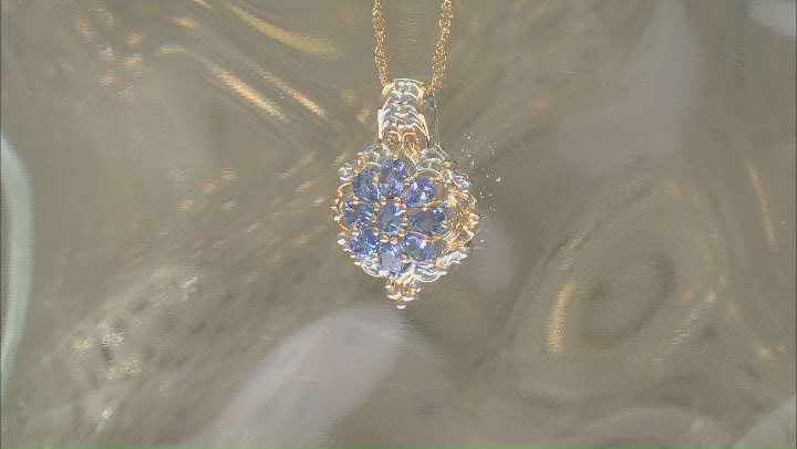 Blue Tanzanite Rhodium And 18k Yellow Gold Over Sterling Silver Pendant with Chain 1.36ctw Video Thumbnail