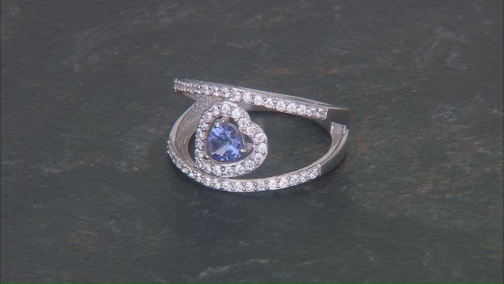 Blue Tanzanite Rhodium Over Sterling Silver Ring 1.16ctw Video Thumbnail