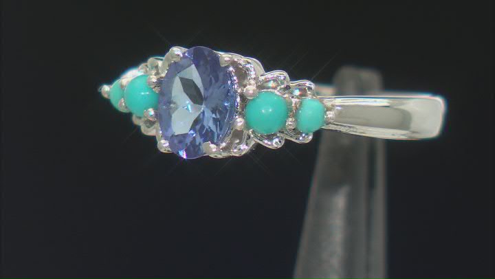 Blue Tanzanite Rhodium Over Sterling Silver Ring 0.67ct Video Thumbnail