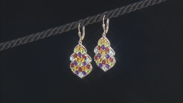 Multi-Stone Rhodium Over Sterling Silver Earrings 6.29ctw Video Thumbnail