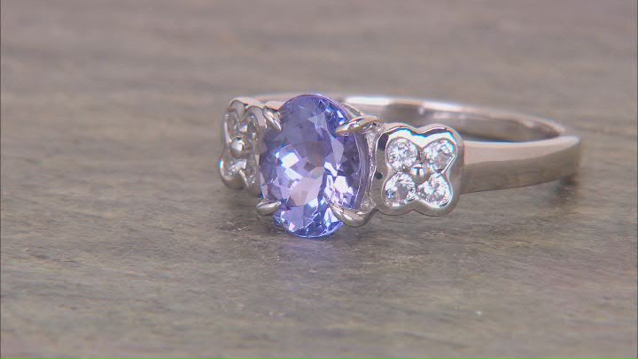 Blue Tanzanite Platinum Over Sterling Silver Ring 1.48ctw Video Thumbnail