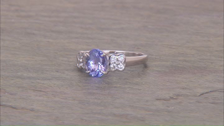 Blue Tanzanite Platinum Over Sterling Silver Ring 1.48ctw Video Thumbnail