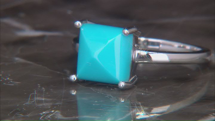 Blue Sleeping Beauty Turquoise Rhodium Over Sterling Silver Ring Video Thumbnail