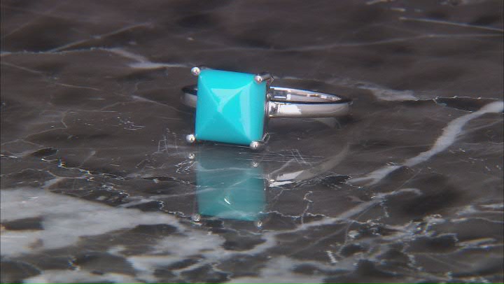 Blue Sleeping Beauty Turquoise Rhodium Over Sterling Silver Ring Video Thumbnail