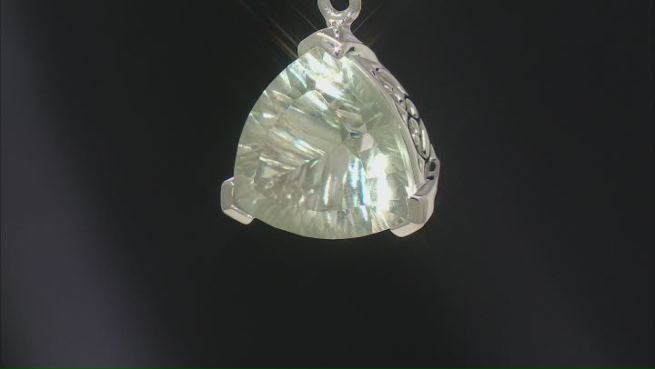 Green Prasiolite Rhodium Over Sterling Silver Pendant with Chain 7.65ctw Video Thumbnail