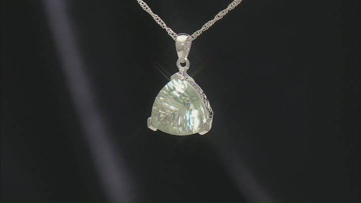 Green Prasiolite Rhodium Over Sterling Silver Pendant with Chain 7.65ctw Video Thumbnail