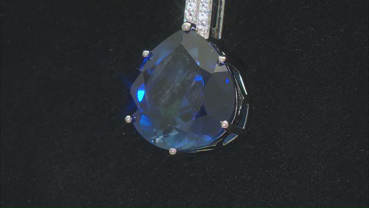 Blue Lab Created Sapphire Platinum Over Sterling Silver Pendant with Chain 10.86ctw Video Thumbnail