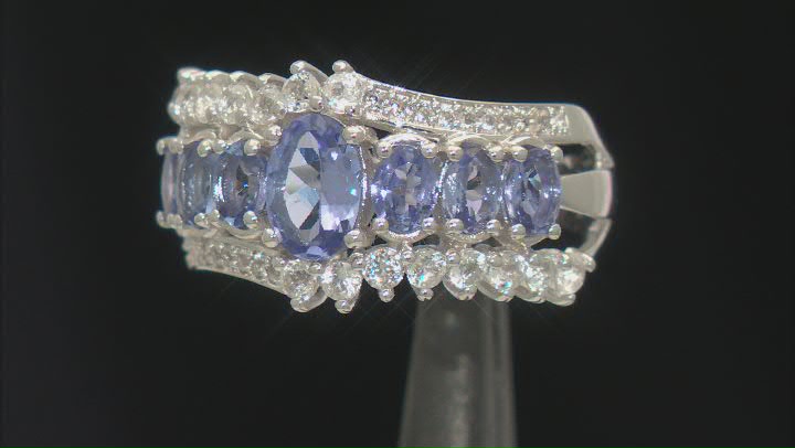 Blue Tanzanite Rhodium Over Sterling Silver Ring 2.14ctw Video Thumbnail