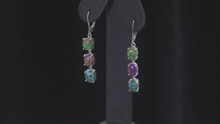 Multi-Color Turquoise Rhodium Over Sterling Silver Earrings Video Thumbnail