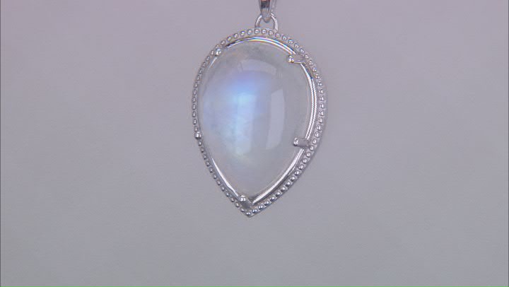 Rainbow Moonstone Rhodium Over Sterling Silver Pendant with Chain Video Thumbnail