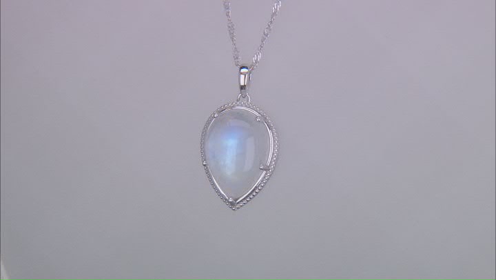 Rainbow Moonstone Rhodium Over Sterling Silver Pendant with Chain Video Thumbnail