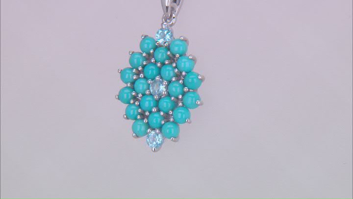 Blue Sleeping Beauty Turquoise Rhodium Over Sterling Silver Pendant with Chain 0.38ctw Video Thumbnail