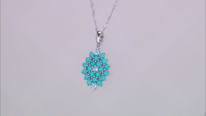 Blue Sleeping Beauty Turquoise Rhodium Over Sterling Silver Pendant with Chain 0.38ctw Video Thumbnail