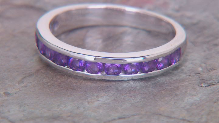 Purple Amethyst Rhodium Over Sterling Silver Band Ring 0.70ctw Video Thumbnail