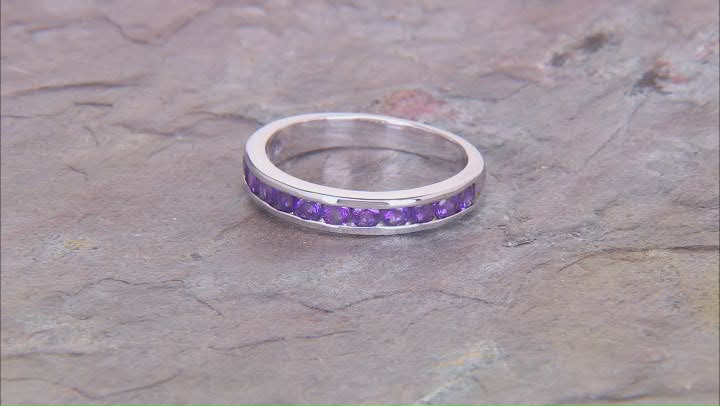 Purple Amethyst Rhodium Over Sterling Silver Band Ring 0.70ctw Video Thumbnail