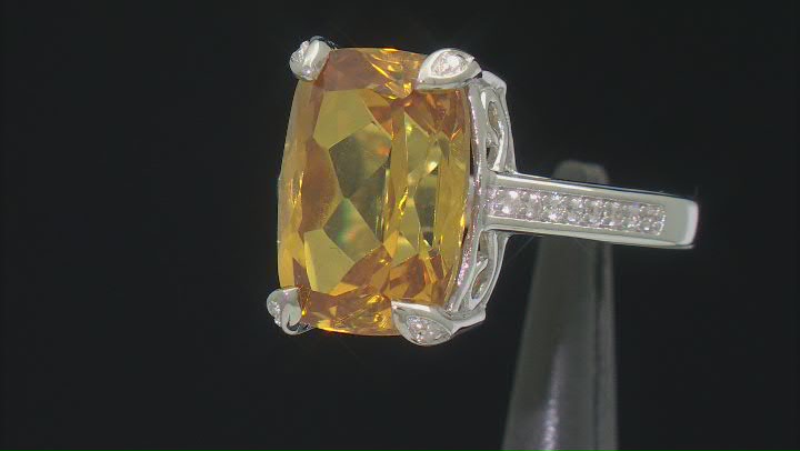 Yellow Lab Created Sapphire Rhodium Over Sterling Silver Ring 9.59ctw Video Thumbnail