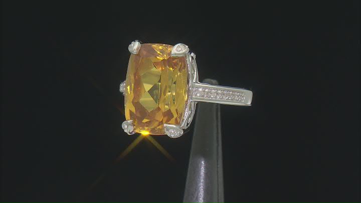 Yellow Lab Created Sapphire Rhodium Over Sterling Silver Ring 9.59ctw Video Thumbnail