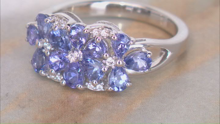 Blue Tanzanite Rhodium Over Sterling Silver Ring 1.68ctw Video Thumbnail