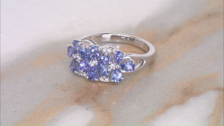 Blue Tanzanite Rhodium Over Sterling Silver Ring 1.68ctw Video Thumbnail