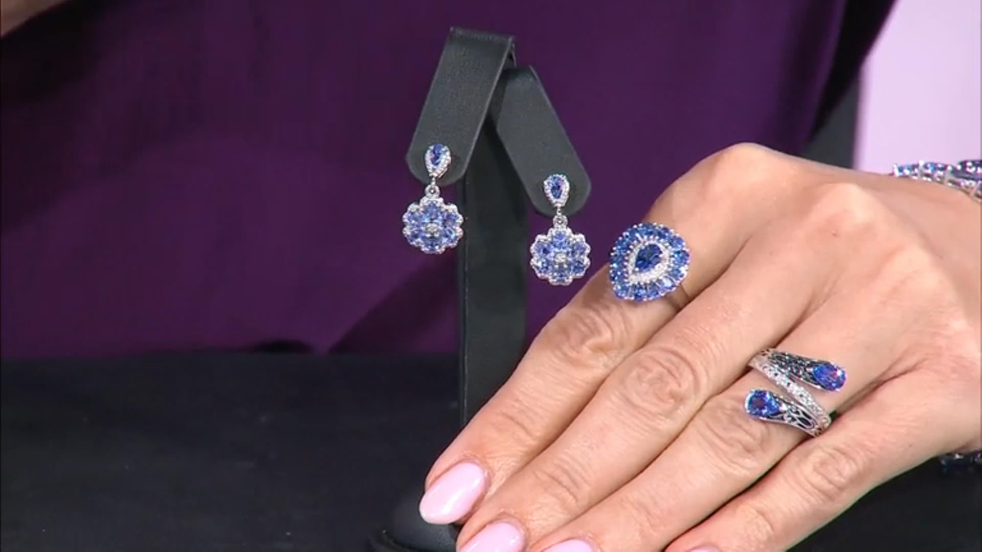 Blue Tanzanite Rhodium Over Sterling Silver Earrings 1.97ctw Video Thumbnail