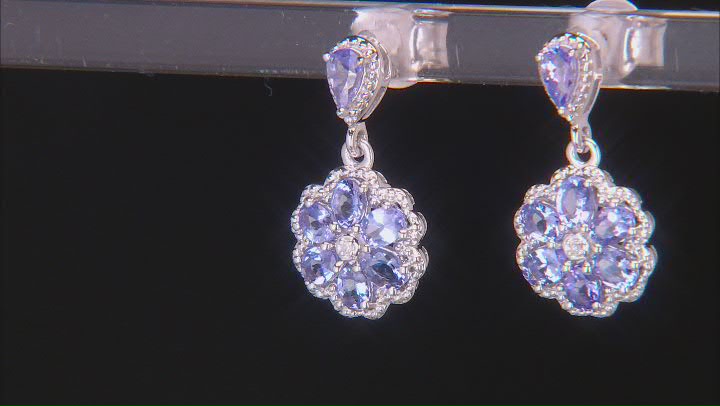 Blue Tanzanite Rhodium Over Sterling Silver Earrings 1.97ctw Video Thumbnail