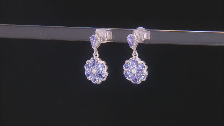 Blue Tanzanite Rhodium Over Sterling Silver Earrings 1.97ctw Video Thumbnail