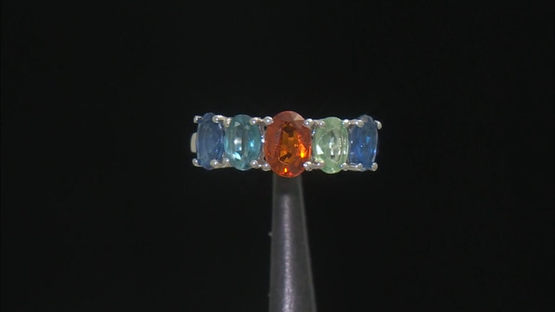 Multi-Color Kyanite Rhodium Over Sterling Silver Ring 2.92ctw Video Thumbnail