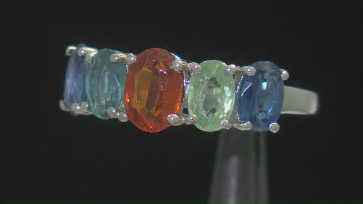 Multi-Color Kyanite Rhodium Over Sterling Silver Ring 2.92ctw Video Thumbnail