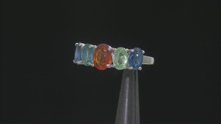 Multi-Color Kyanite Rhodium Over Sterling Silver Ring 2.92ctw Video Thumbnail