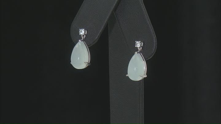 Blue Dreamy Aquamarine Rhodium Over Sterling Silver Earrings 0.19ctw Video Thumbnail