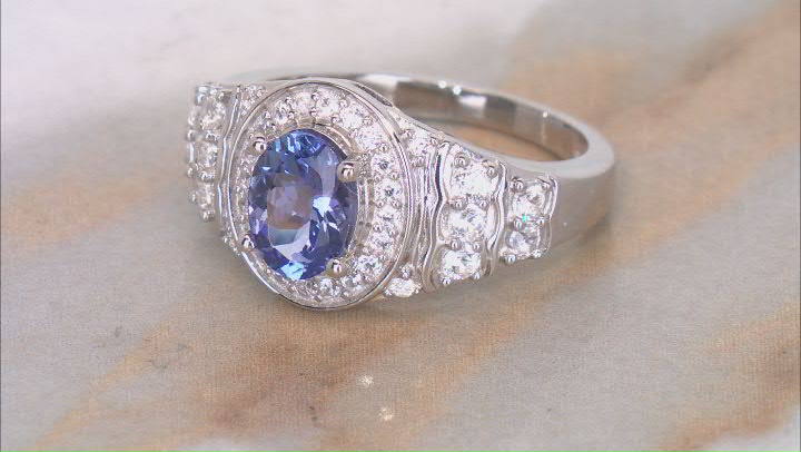 Blue Tanzanite Platinum Over Sterling Silver Ring 1.86ctw Video Thumbnail