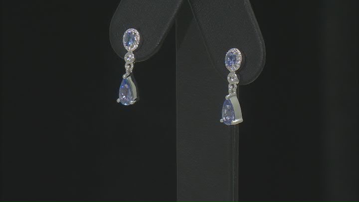 Blue Tanzanite Rhodium Over Sterling Silver Earrings 1.61ctw Video Thumbnail