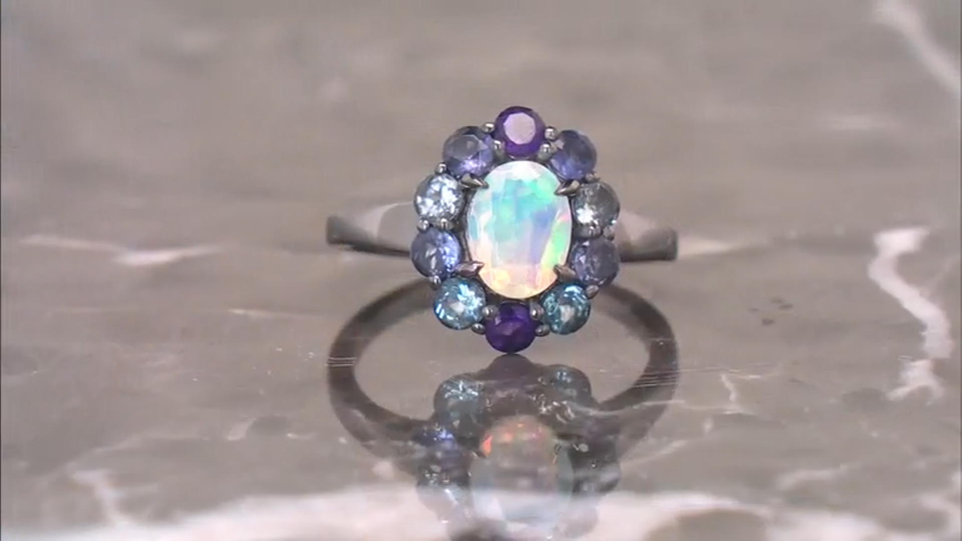 White Ethiopian Opal, Black Rhodium Over Sterling Silver Ring 1.57ctw Video Thumbnail