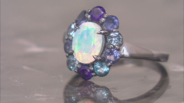 White Ethiopian Opal, Black Rhodium Over Sterling Silver Ring 1.57ctw Video Thumbnail