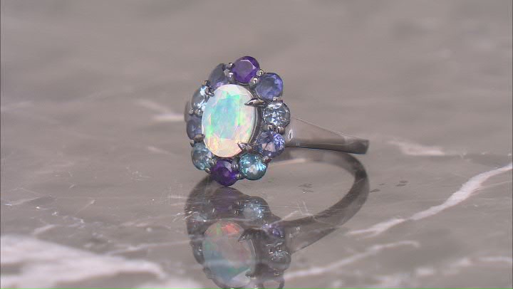 White Ethiopian Opal, Black Rhodium Over Sterling Silver Ring 1.57ctw Video Thumbnail