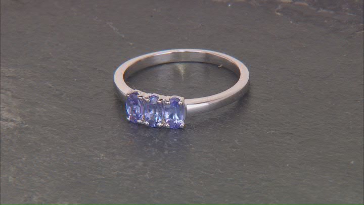 Blue Tanzanite Platinum Over Sterling Silver Set of 3 Rings 0.89ctw Video Thumbnail