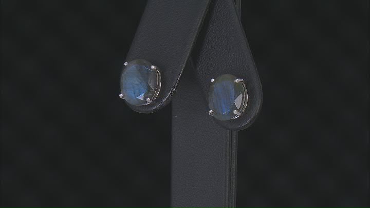 Blue Labradorite Rhodium Over Sterling Silver Earrings Video Thumbnail