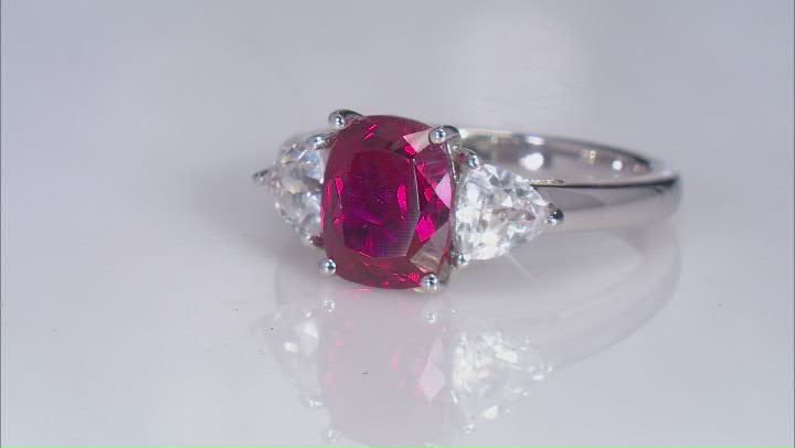 Red Lab Created Ruby Rhodium Over Sterling Silver Ring 2.55ctw Video Thumbnail