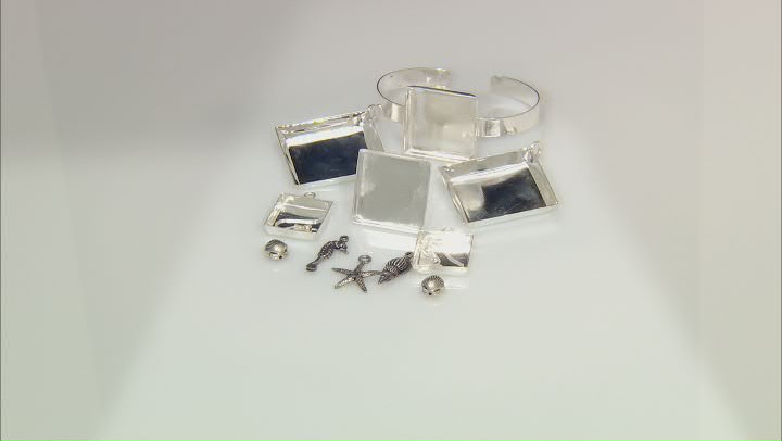Bezel & Embeddables Kit incl 2 Pendant Bezels, 1 Pair Earring Bezels,Square Ring Bezel, & Bracelet Video Thumbnail