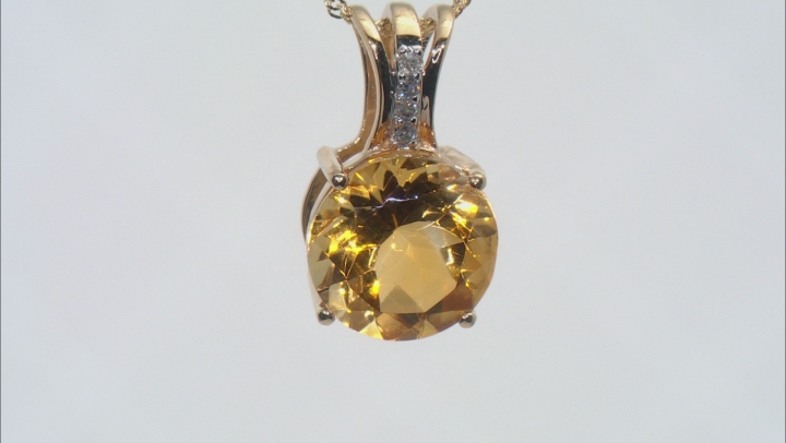 Golden Citrine 10k Yellow Gold Pendant With Chain 4.28ctw Video Thumbnail