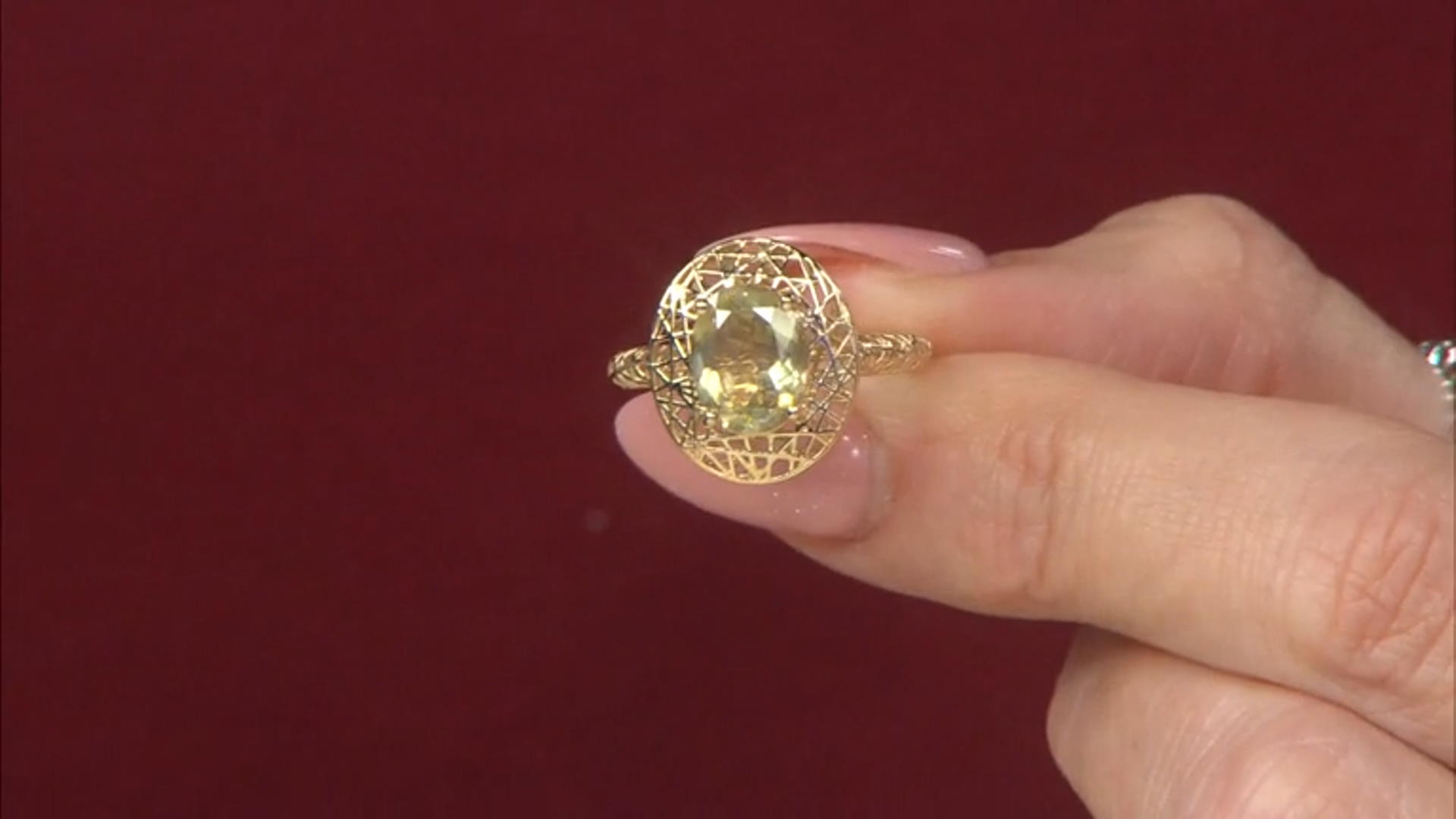 Green Turkish Diaspore 14k Yellow Gold Filigree Ring 1.45ct Video Thumbnail