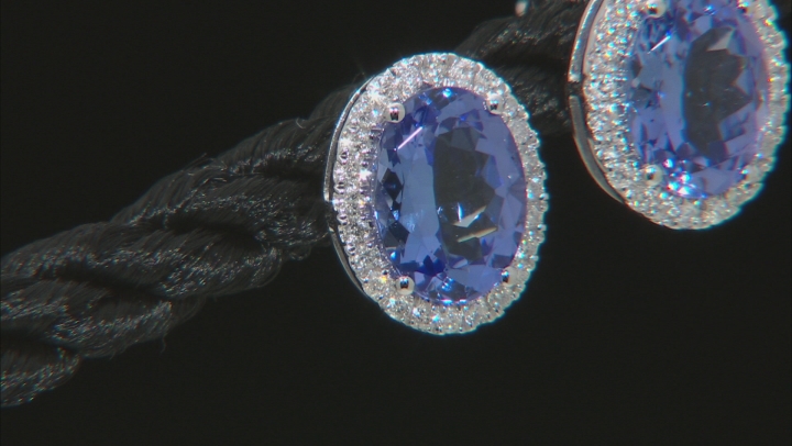 Blue Tanzanite Rhodium Over 14k White Gold Stud Earrings 2.06ctw Video Thumbnail