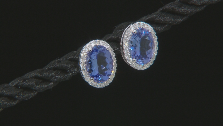 Blue Tanzanite Rhodium Over 14k White Gold Stud Earrings 2.06ctw Video Thumbnail