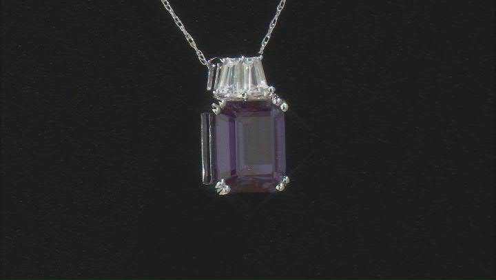 Blue Lab Created Alexandrite Rhodium Over 10k White Gold Pendant with Chain 4.23ctw Video Thumbnail