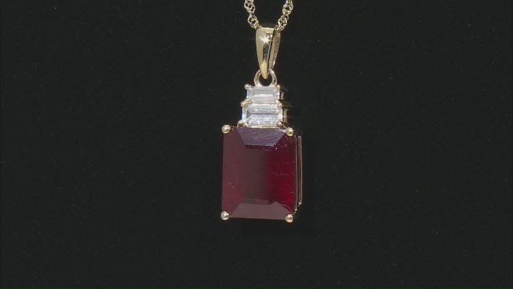 Red Mahaleo® Ruby 10k Yellow Gold Pendant With Chain  5.53ctw Video Thumbnail