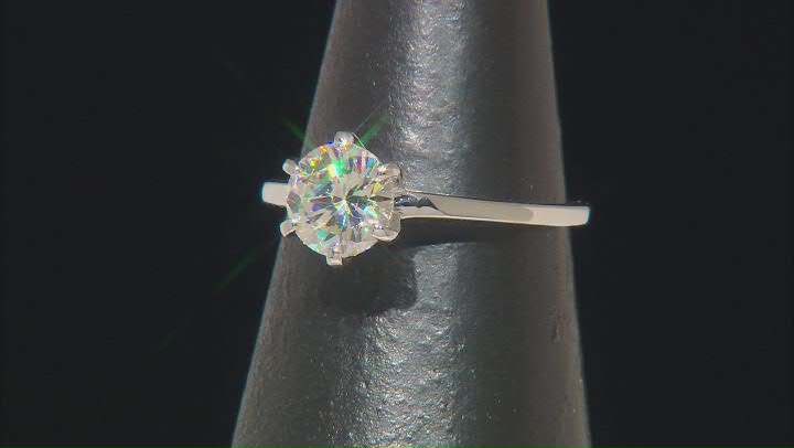 White Strontium Titanate Rhodium Over Sterling Silver Solitaire Ring 1.76ct Video Thumbnail