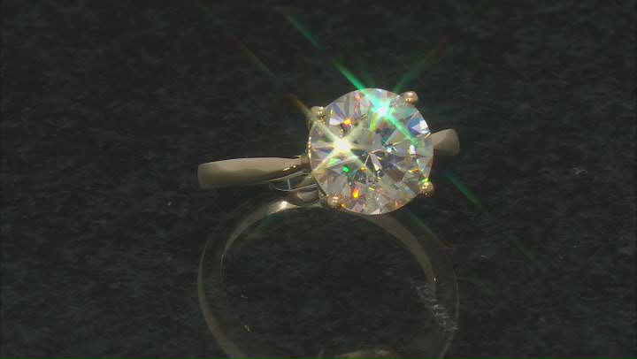 Fabulite Strontium Titanate 18k yellow gold over sterling silver solitaire ring 4.60ct Video Thumbnail