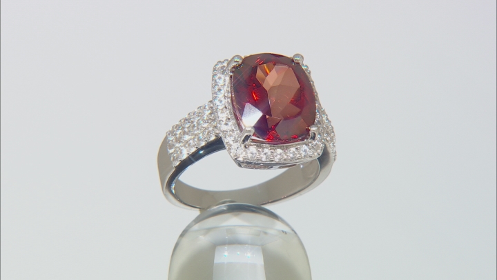 Red labradorite rhodium over silver ring 4.95ctw Video Thumbnail