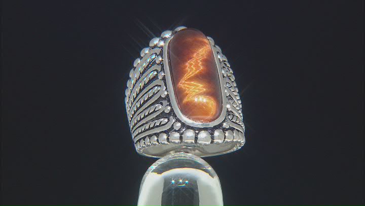 Red tiger's eye rhodium over sterling silver ring Video Thumbnail
